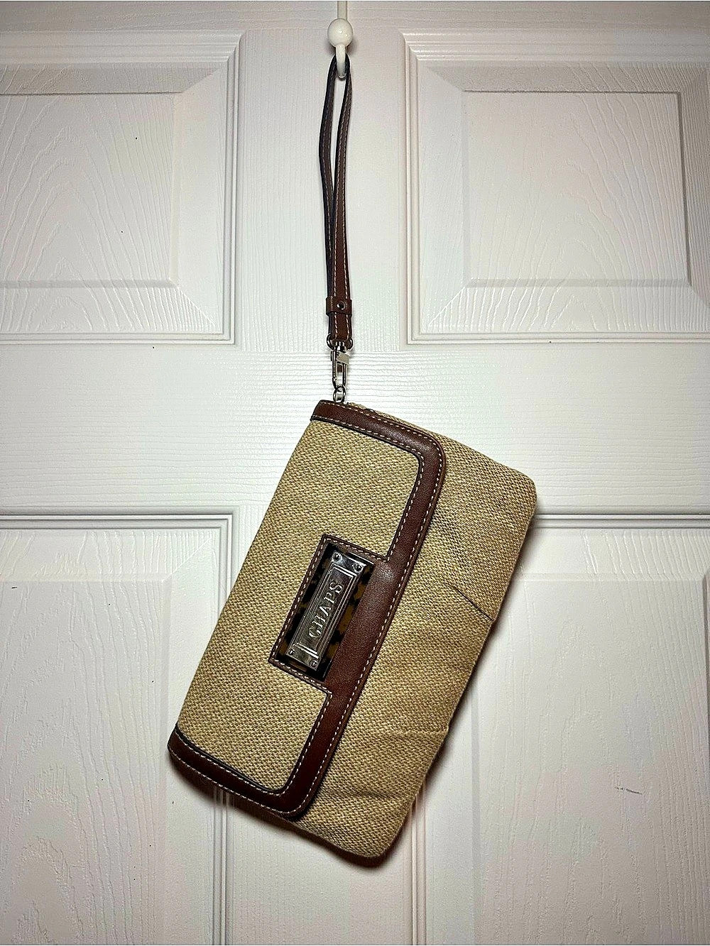 Chaps Wristlet Clutch Brown & Tan Like New